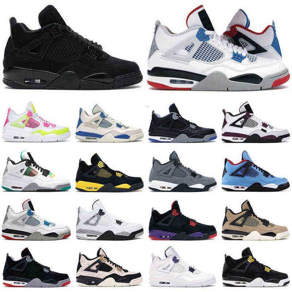 

2021 mens basketball shoes jumpman 4s black cat pure money bred white cement men women sneakers outdoor sports fashion shoe