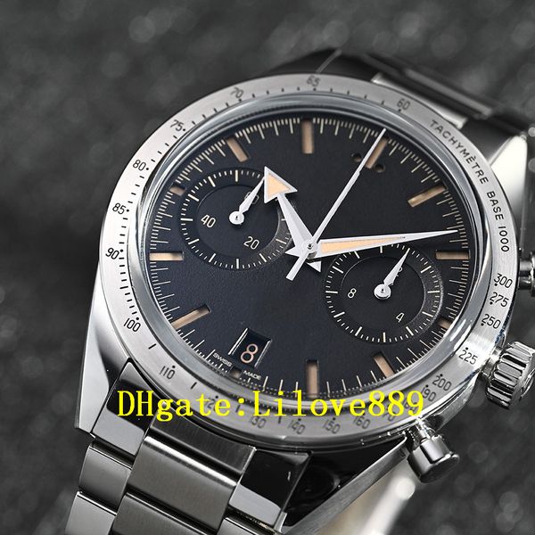 

men watch 40.5mm cal.9906 ovement mechanical automatic men's wristwatches speed master 57 sapphire glass back transparent, Slivery;brown