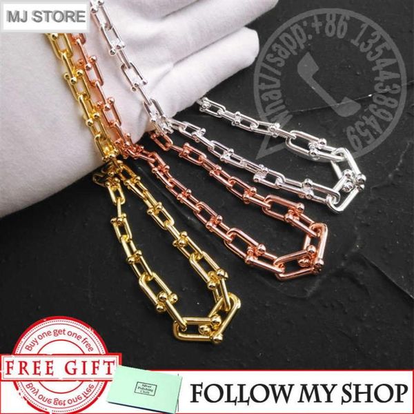 

925 sterling silver necklace for women hardwear series graduated link charm u type s luxury brand t jewelry7314567184t