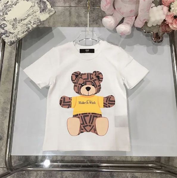 

Baby Designer Kid T-shirts Summer Girls Boys Fashion Tees Children Kids Casual Tops Trendy Bear Printed T Shirts White Color, Pink