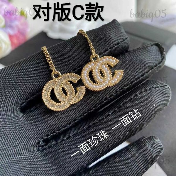 

charm celebrity temperament long tassel small fragrant style earrings sweet and versatile design double-sided pearl full diamond earrings t2, Golden