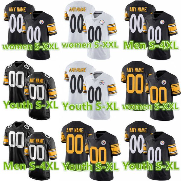 

2022 football jerseys custom pittsburgh''steelers''men women 10 mitchell 8 kenny pickett trubisky 19 juju smith-schuster, Black;red