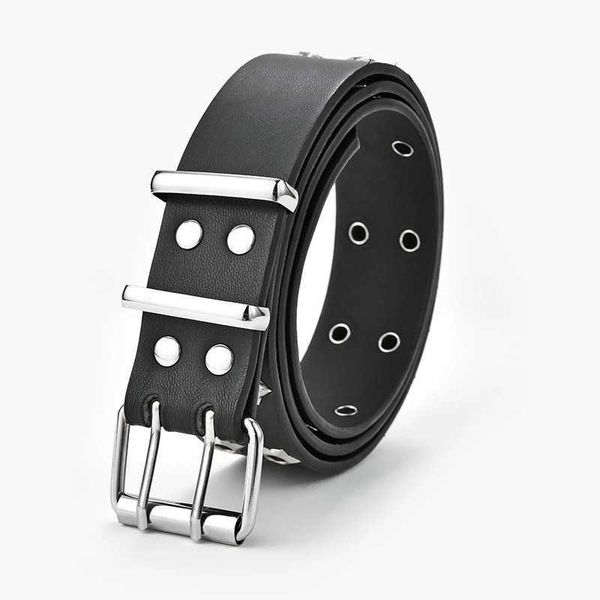 

belts sabuk paku keling mata bintang sabuk pinggang kulit pu gaya punk kasual gesper pin ganda gaya goth untuk pria dan wanita w0424, Black;brown