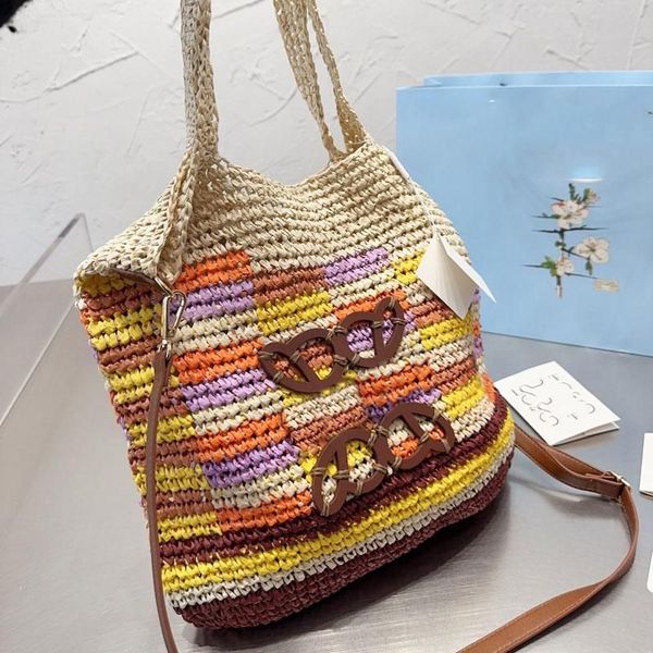 

2023 summer new women's knitted bag designer handbag large capacity straw shopping bag soft casual handbag fashion shoulder bag 2398