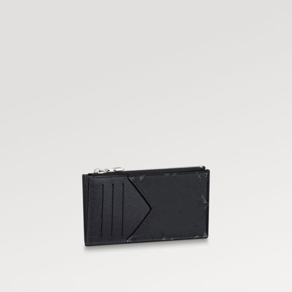 

explosion women's coin card holder m30271 money clips black taiga cowhide leather eclipse coated silver-color hardware zipped compartme