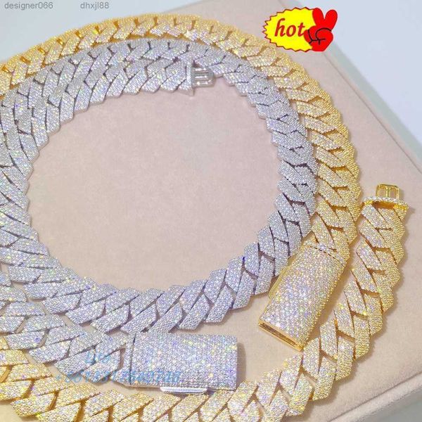 

selling 925 sterling silver hip hop jewelry pass diamond tester 15mm 18mm 20mm miami moissanite cuban link chain