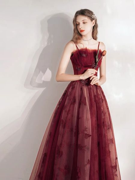 

burgundy cocktail dresses spaghetti straps beadings strapless a line women plus size appliques for evening party prom gown new, Black