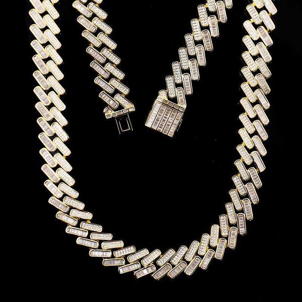 

2023 new men's hip hop ice cuban chain moissanite diamond set necklace 18 inch miami, Silver