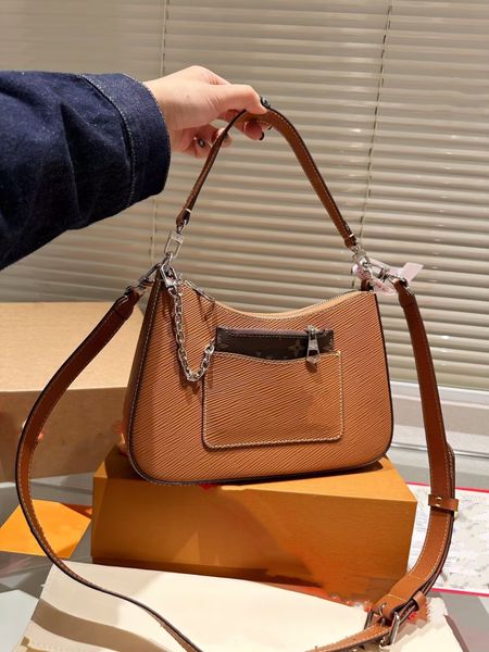 

2023ss classic designer shoulder bag ls genuine caramel underarm bag water ripple with wallet vs luxury crossbody bag 25cm
