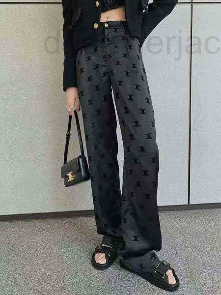 

women's pants & capris designer home flocking i silk wide leg pants women's vertical feeling summer season thin straight tube spor, Black;white