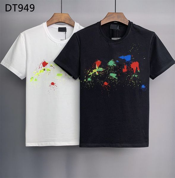 

23ss brand men t-shirt designer d2 mens polo shirt luxury dsquare print shorts o-neck short sleeve men's shirts dt2023 dsq streetwear, White;black