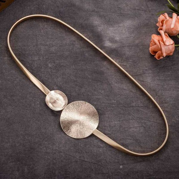 

belts elastic metal waist belts for dresses metal silver gold color ladies belts stretch skinny female round leaf buckle women belts w0424, Black;brown