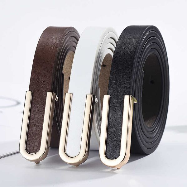 

belts 2023 new fashion alloy head buckle thin belt women's versatile dress 1.5cm solid color slim women's belt w0424, Black;brown