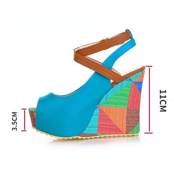 

slippers 2023 woman fashion wedge sandals mixed color peep toe high heels slingback platform beach factory shoes big size 42 230422, Black