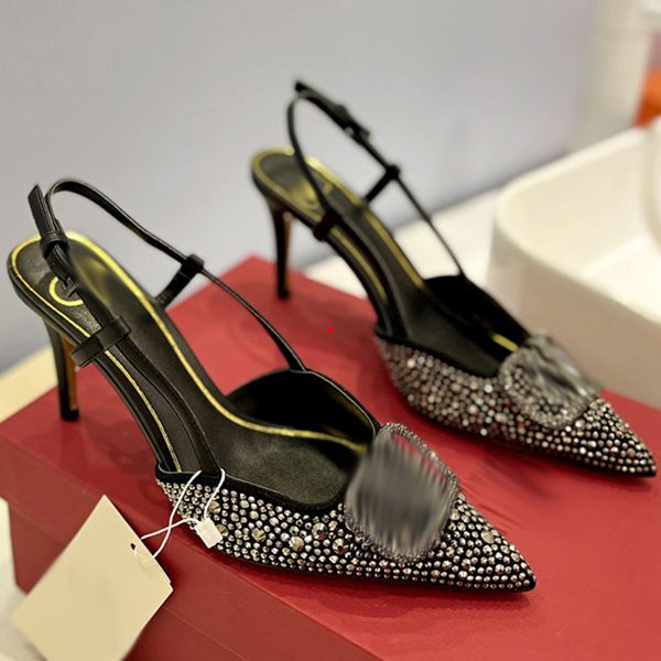 

2023 high-heeled shoes women 's single shoes new leather studded pointed with shallow heel fashionable temperament banquet ladies dress, Black