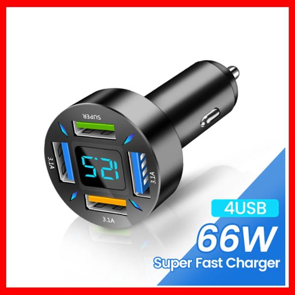 

66w usb car charger 4 ports fast charging pd quick charge 3.0 usb c car phone charger adapter for iphone 13 12 xiaomi samsungcar-charge car-