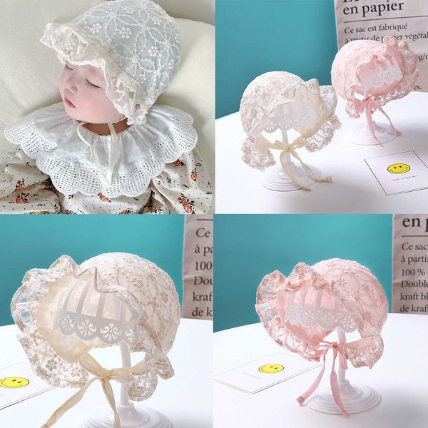 

caps cute summer lace flower hat princess baby girl infant soft bonnet cap toddler sun hats newborn pgraphy props p230424, Yellow