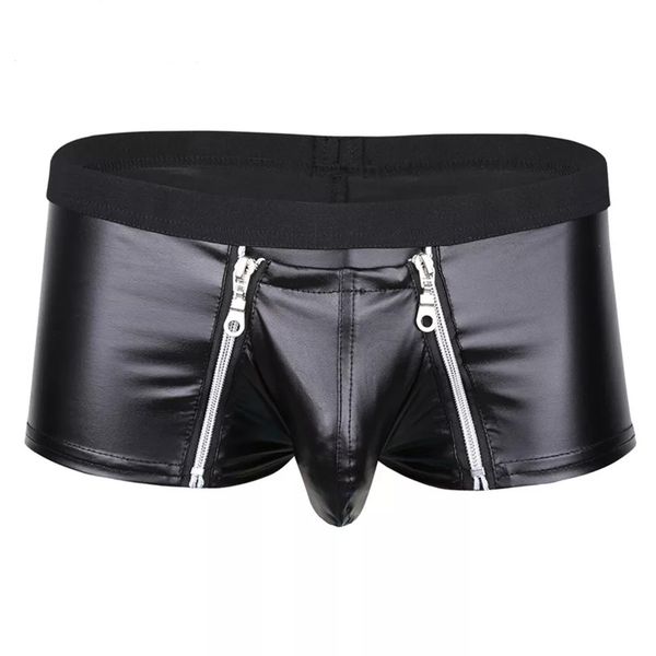 

lingerie briefs men's matte patent leather shorts soft panties underwear, Black;white