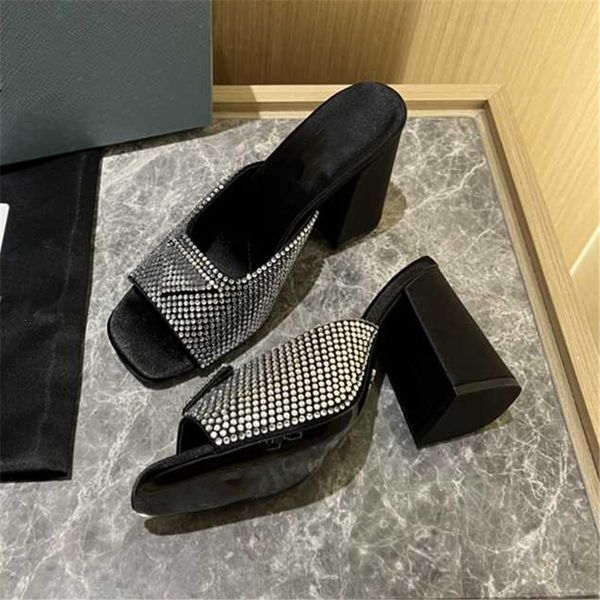 

fashion women's sandals 2023 pradity luxury brand letter logo summer women's high heels men's casual student flats 04-024, Black