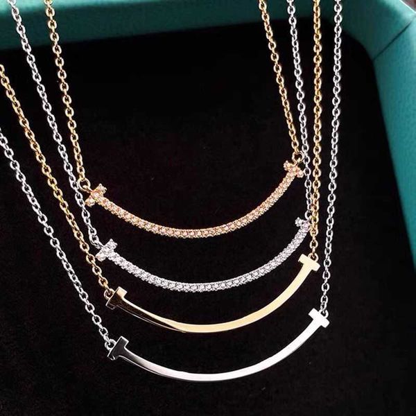 

smile t necklace tiff tanys designer jewelry smiling necklace female 925 silver smiling face collar chain net red ins light luxury small cro