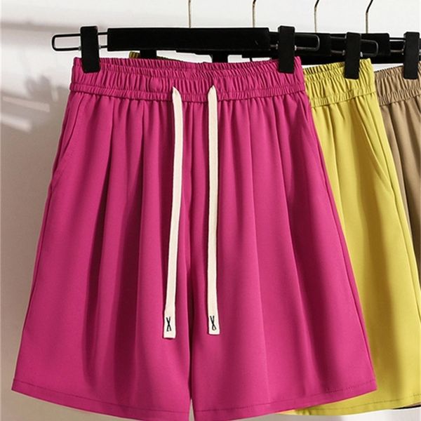 

women's shorts yitimoky drawstring shorts for women summer korean fashion high waisted baggy shorts office ladies solid casual shorts 2, White;black