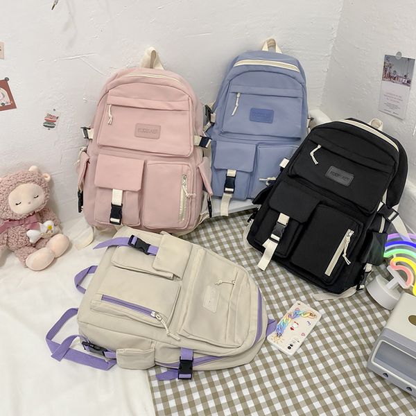 

backpacks girl cute cartoon backpack hit color middle school kids student book bag casual travel women rucksack daypack student bookbag 2304