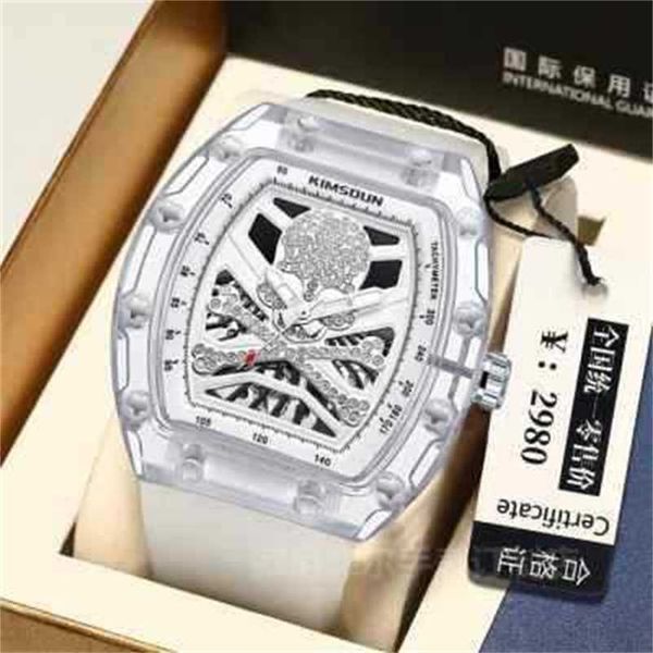 

luxury milles torque hollowout fully automatic mechanical watch barrel miller watch silicone fashion watch ayw vf3t, Slivery;black
