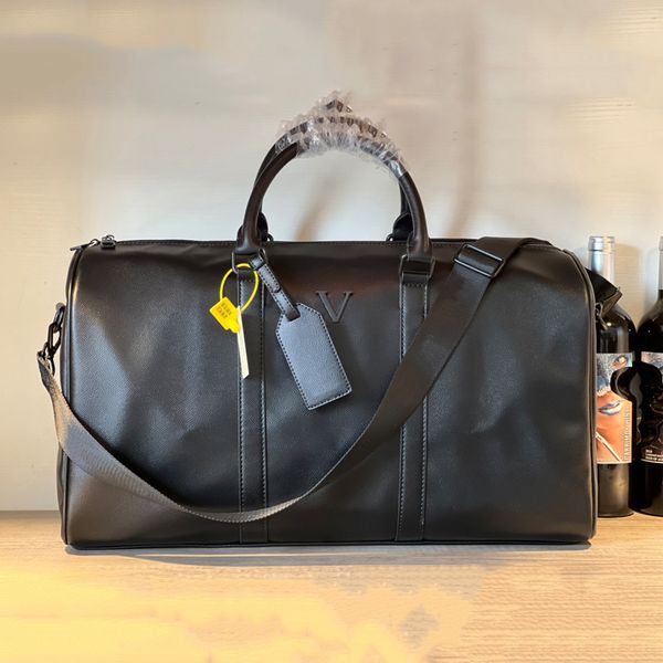 

duffel bags 50cm large capacity travel sale women men genuine leather shoulder fashion bag carry on luggage bottom rivets with lock head fen