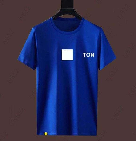 

casual designer blue mens t-shirts summer versatile leisure luxury fashion classic brand letter logo printed round neck short sleeve male 5, White;black