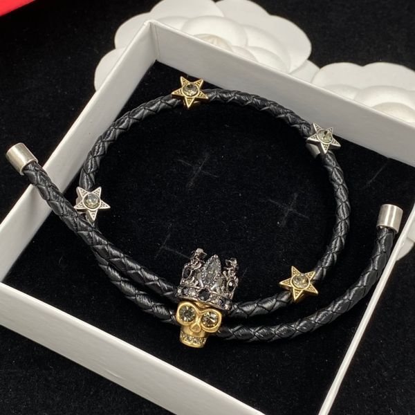 

fashion black color bracelets for men retro style skull jewelry bracelet for women men gift