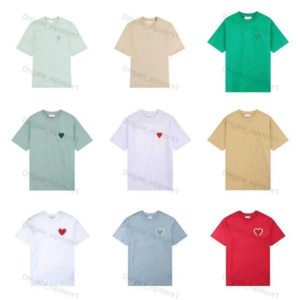 

paris designer amis t shirt 2023 new macarone candy color love embroidery letter a hearts pure cotton short sleeves for men and women om, White;black
