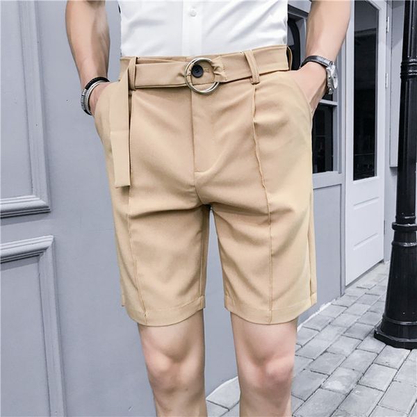 

men's shorts summer korean shorts men's fashion solid color business casual dress shorts men streetwear wild loose suit shorts men, White;black