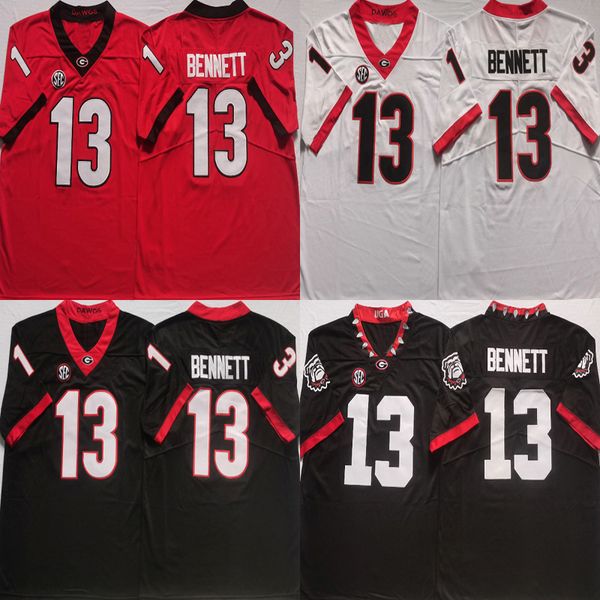

men college georgia jerseys white red black 13 stetson bennett size american football wear stitched jersey mix order