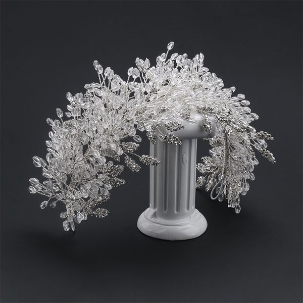 

crystal bridal tiara crown wedding headband women hairband girls hair accessories handmade silver color