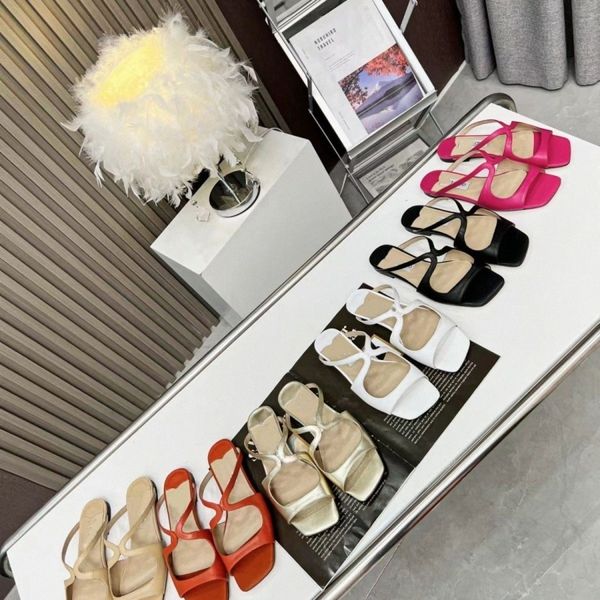 

luxury designer leather ladies sandals summer flat shoes fashion beach women outside slippers jimmy letter drag 35-42 47f3#, Black