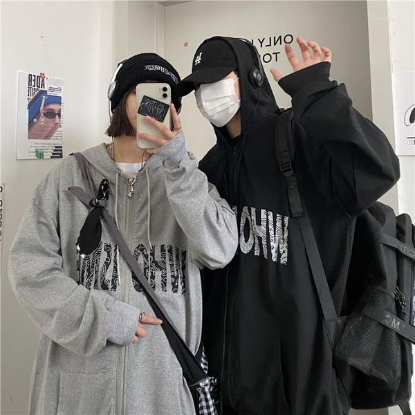 

Women's Hoodies Women Hip Hop Streetwear Jacket Letter Print Coat Harajuku Y2k Top Clothes Punk Outwear Zip Up, Black