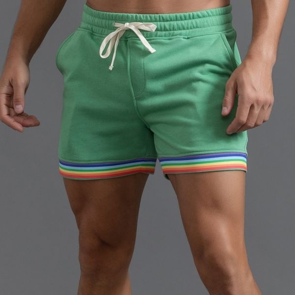 

men's shorts colorful rainbow man home shorts fashion sport gay 230424, White;black