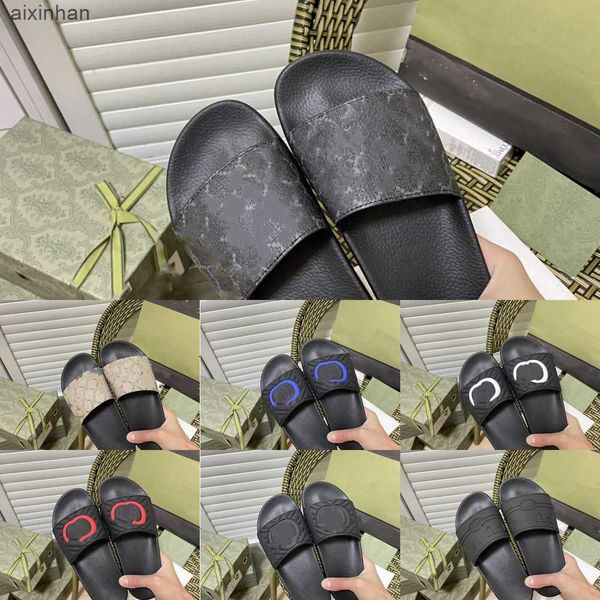 

2023 slide slippers designer shoes luxury slides summer fashion wide flat slipper men and women sandals slippers flip flops 35-45, Black