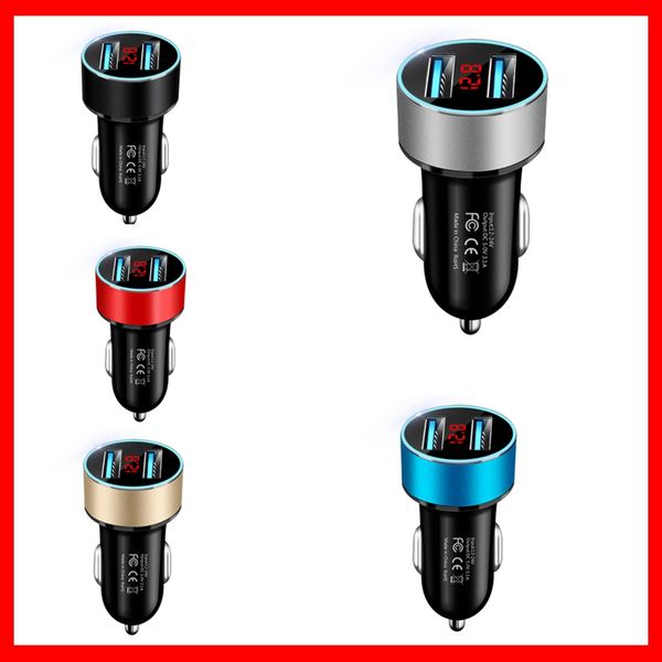 

car charger dual usb qc 3.0 adapter cigarette lighter led voltmeter for all types mobile phone charger smart dual usb charging car-charge ca