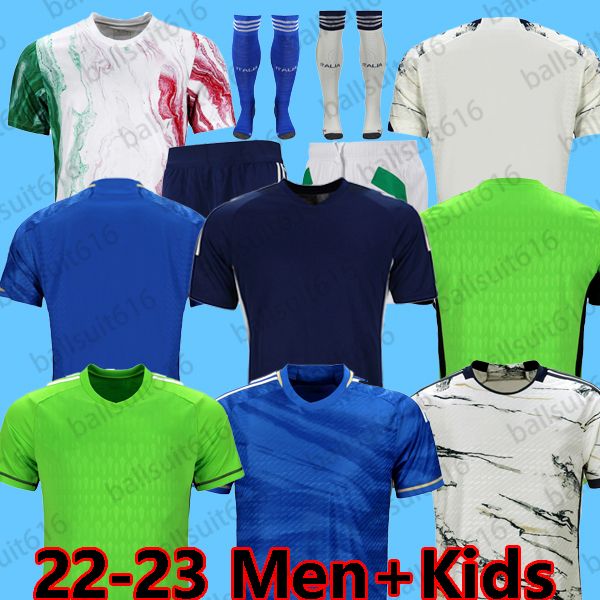 

23 24 italy soccer jerseys 2023 player version maglie da calcio italy long sleeves totti chiesa training suit italia 2023 2024 football shir, Black;yellow