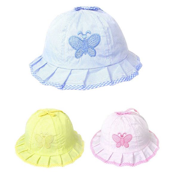 

caps 1pc baby hat girl magic reversible bucket cap for 3 to 12 months infant kids girls toddler sun hats summer flower bow-knot style p23042, Yellow