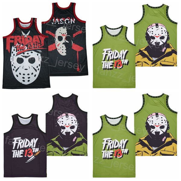

voorhees jason friday the 13th jersey movie basketball blank rap team color black for sport fans breathable retro hiphop university pure cot