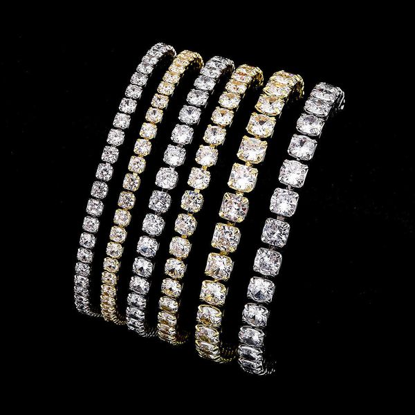 

iced out single row tennis chain bracelet hip hop ins simple manual inlay cubic zirconia full bling wristband wrist jewelry bijoux for girls, Golden;silver