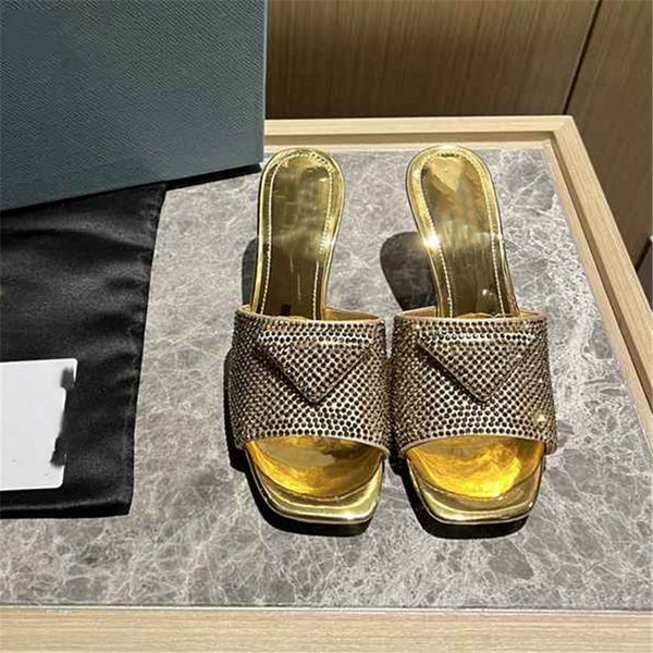

fashion women's sandals 2023 pradity luxury brand letter logo summer women's high heels men's casual student flats 03-09, Black