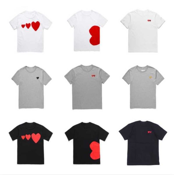 

2023 play mens t shirt designer red commes heart women garcons s badge des quanlity ts cotton cdg embroidery short sleeve, White;black