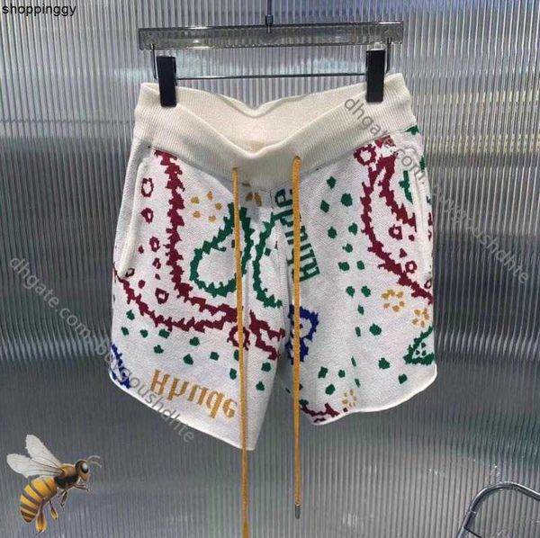 

shorts new rhude knitted yellow drawstring summer beach rd22, White;black