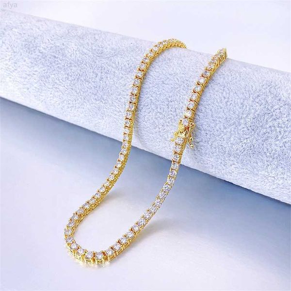 

iced out tennis bracelet 3mm vvs diamond moissanite, Golden;silver