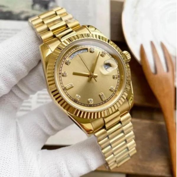 

u1 aaa men watch automatic mechanical movement watches 41mm diamond day date sapphire gold stainless steel strap 118238 man wristwatches for, Slivery;brown