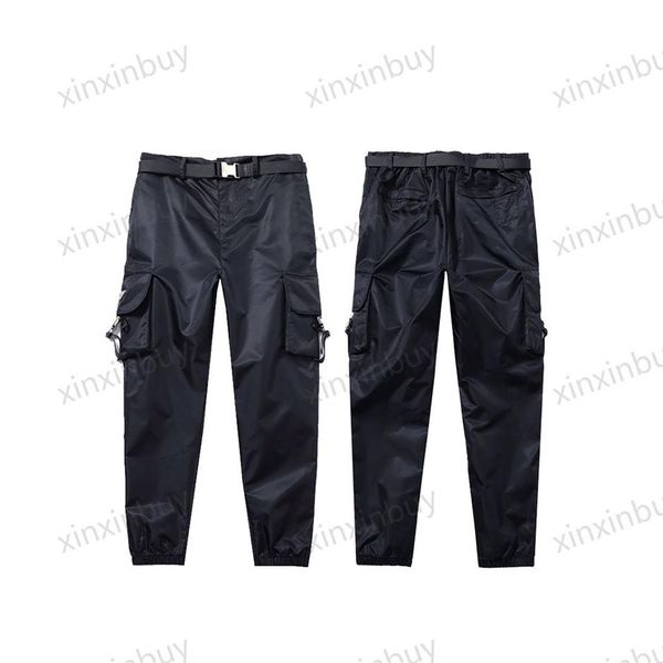

xinxinbuy men women designer pant nylon metal triangle label spring summer men casual pants letter khaki xs-2xl236f, Black;brown