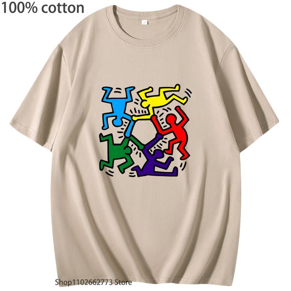 

women's t-shirt k-keith h-haring t-shirts 100% cotton tee-shirt manga/comic tshirt men soft summer shirt harajuku casual fashion women, White